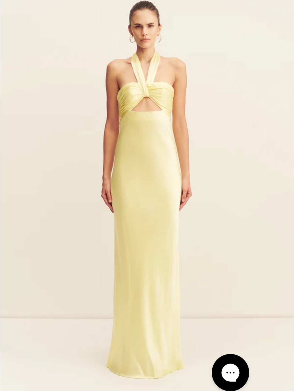 Shona Joy La Lune Ruched Halter Maxi Dress - Lemon, size 8
